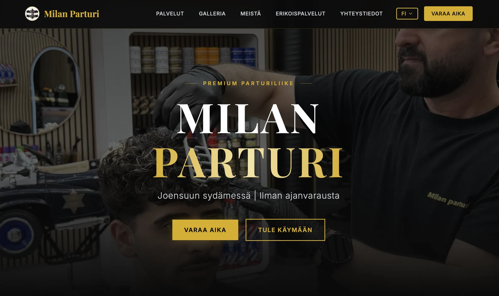 Milan Parturin etusivun tietokonenäkymä